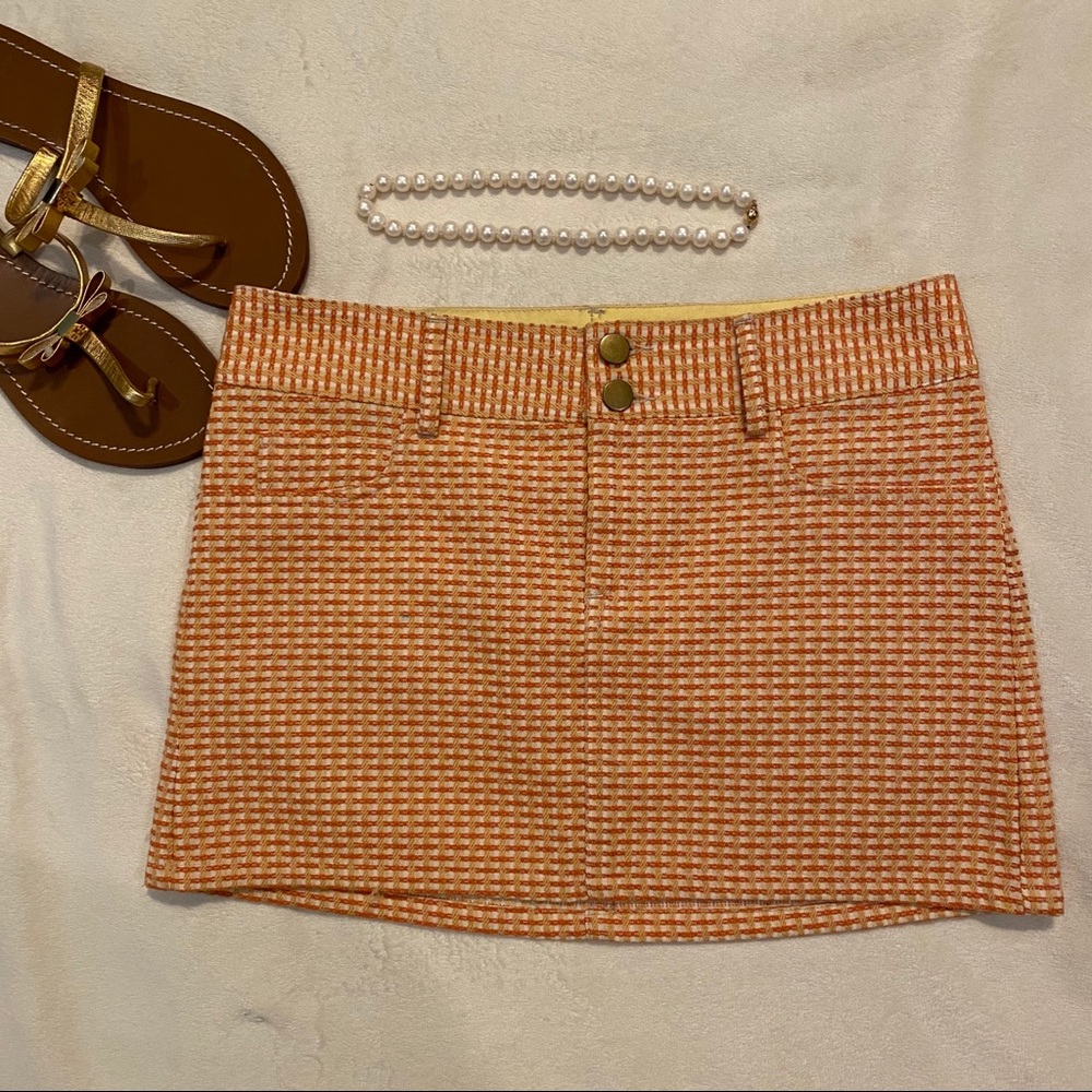 Alice + Olivia Orange & Yellow Mini Skirt